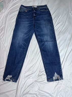 Willow & Root High-Rise Women’s Jeans in Dark Blue with Distressed Hem size 28